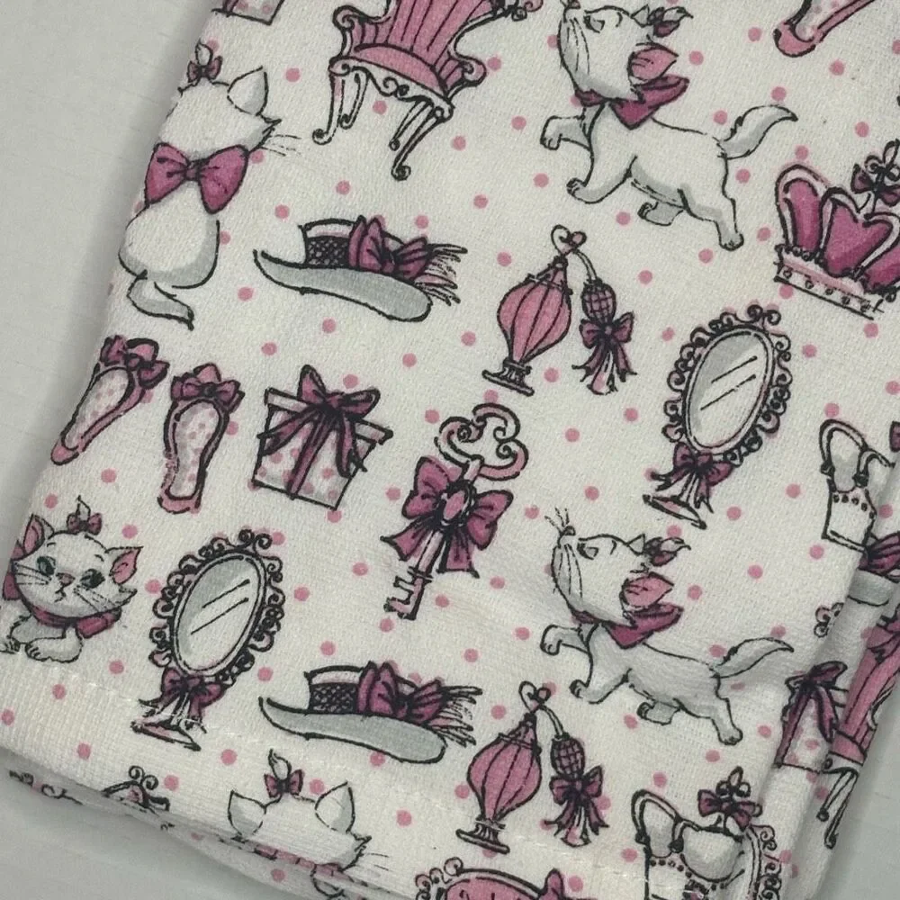 Disney Aristocats Marie White Pink Girly Kitchen Towels 2 Pack Cotton NWT